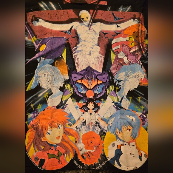 🔥🔥Neon Genesis Evangelion Graphic Tee - Black and Multicolor BSC TEE - Picture 3 of 9